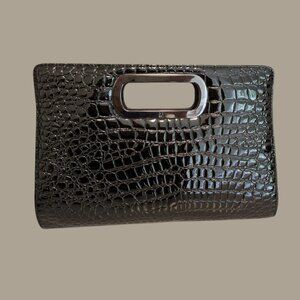 Black Alligator Embossed Clutch